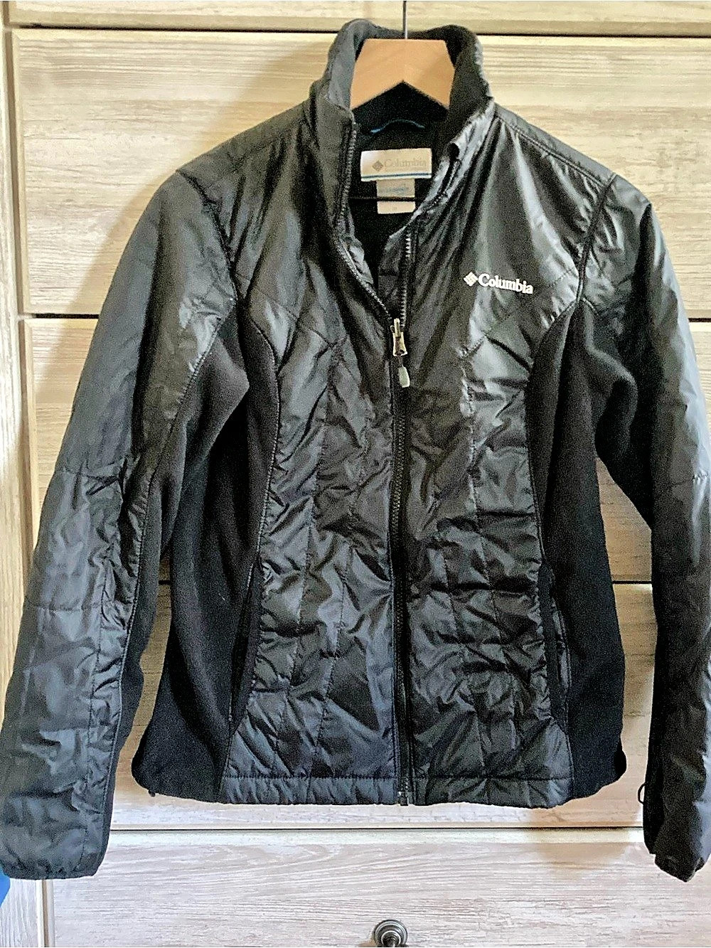 Columbia Interchange Fleece Liner Jacket Quilted Jacket in Black Size Medium